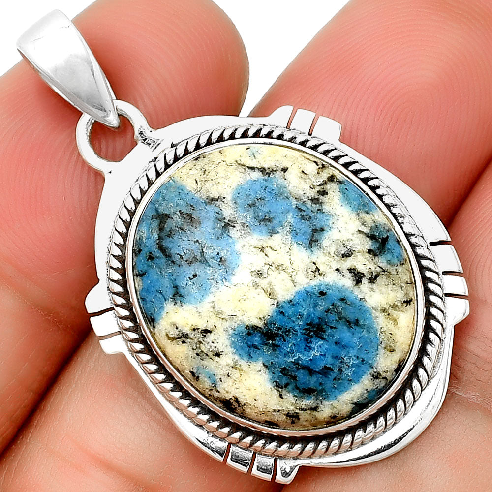 Natural K2 Blue - Azurite In Quartz Pendant P-1463 SDP132518