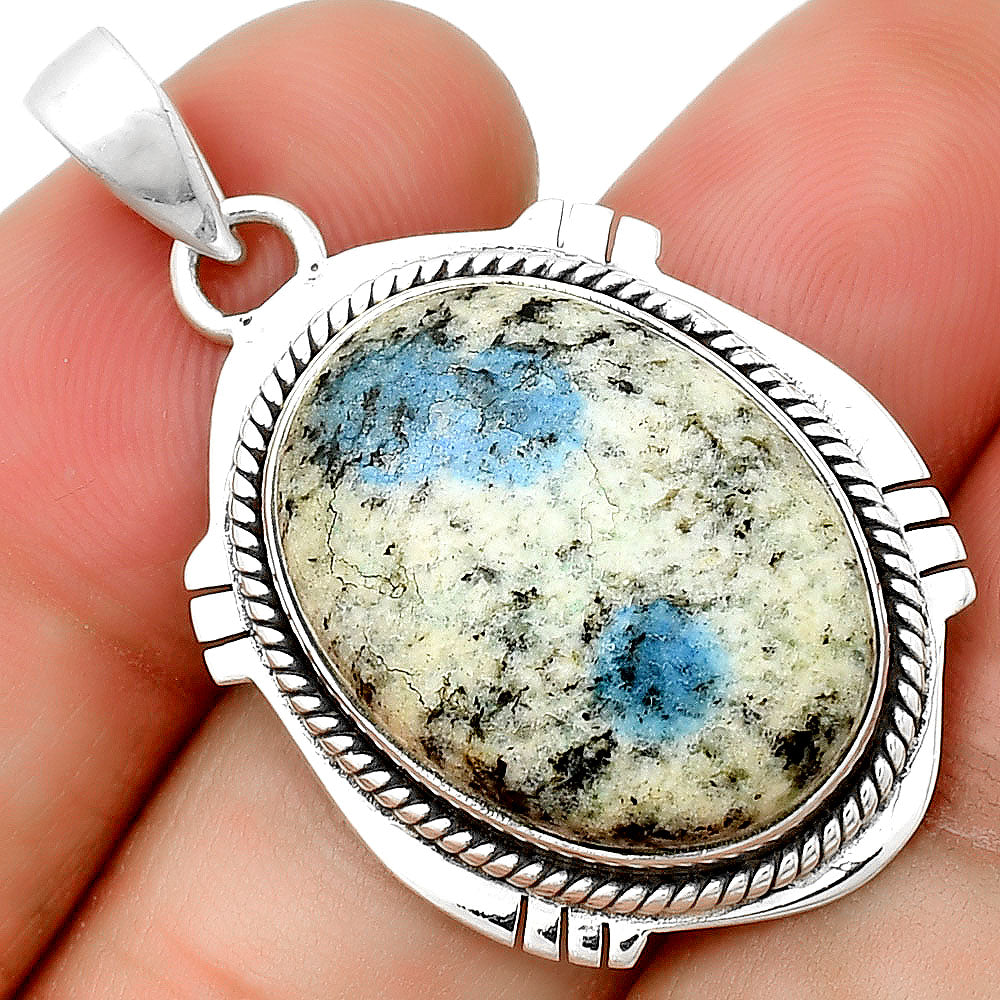 Natural K2 Blue - Azurite In Quartz Pendant P-1463 SDP132524