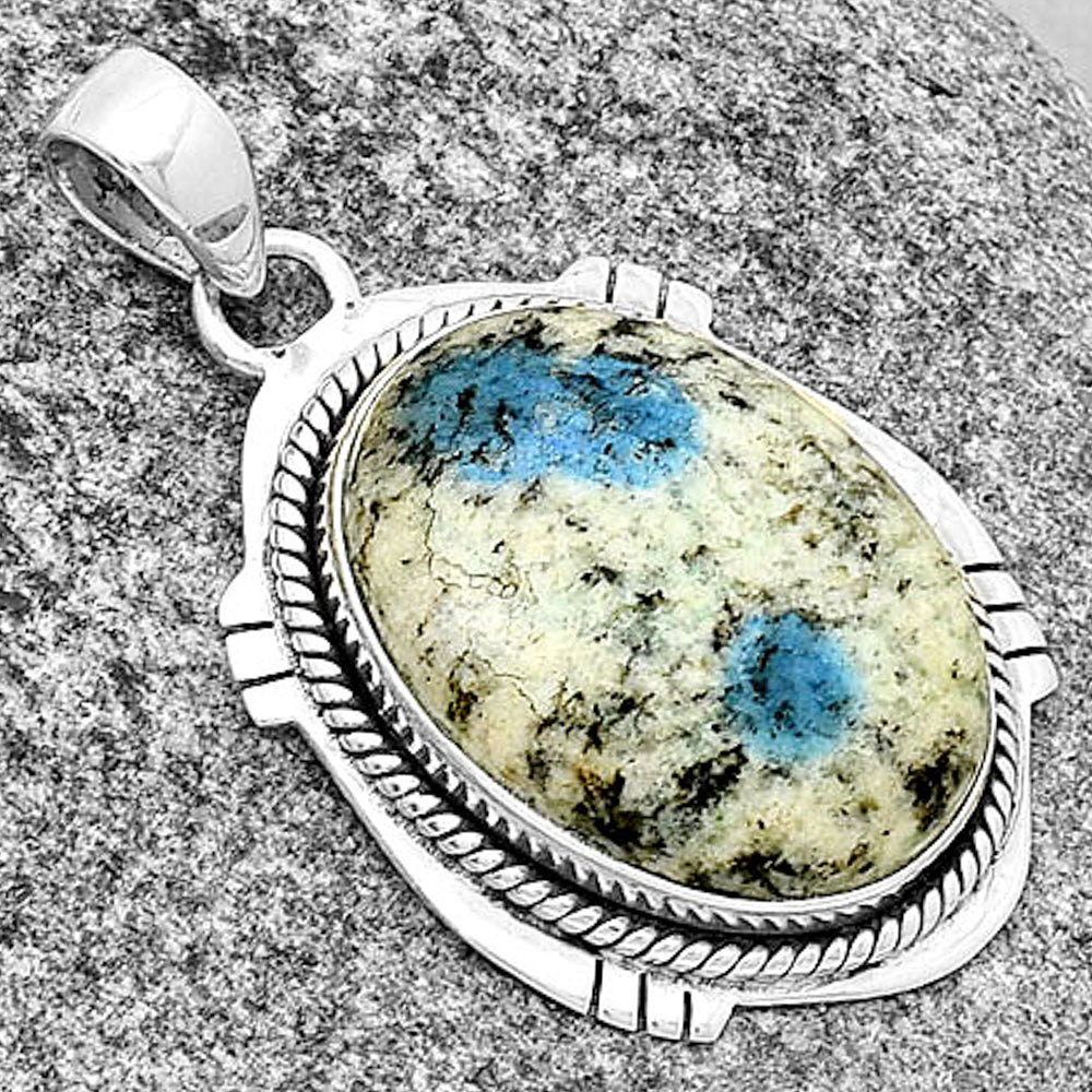Natural K2 Blue - Azurite In Quartz Pendant P-1463 SDP132524