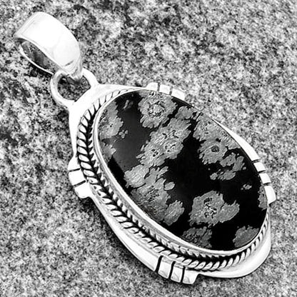 Natural Snow Flake Obsidian Pendant P-1463 SDP132530