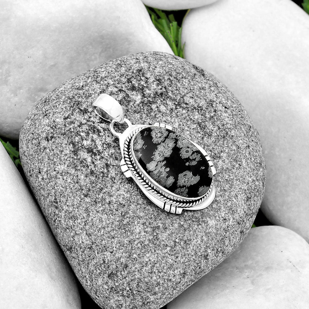 Natural Snow Flake Obsidian Pendant P-1463 SDP132530