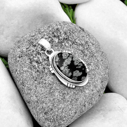 Natural Snow Flake Obsidian Pendant P-1463 SDP132530