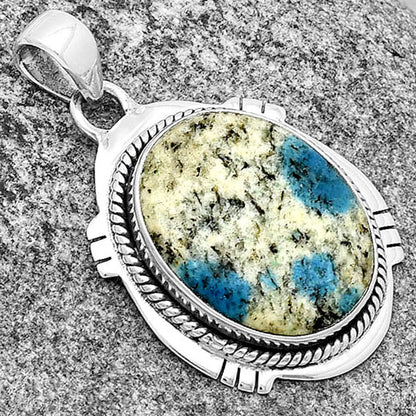 Natural K2 Blue - Azurite In Quartz Pendant P-1463 SDP132532