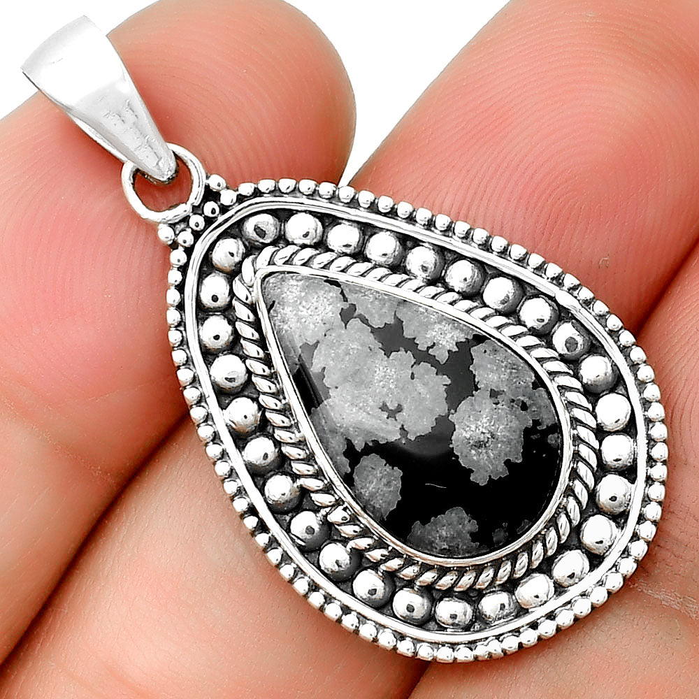 Natural Snow Flake Obsidian Pendant P-1578 SDP132612