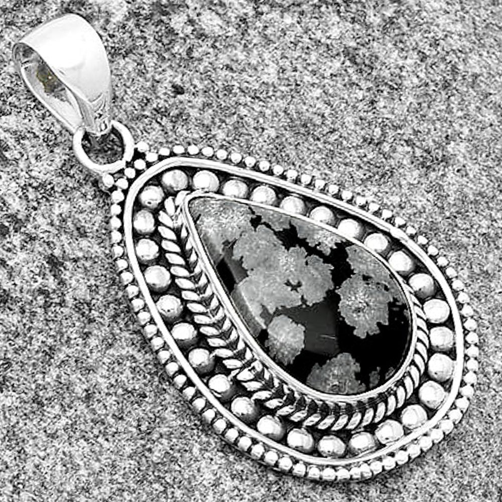 Natural Snow Flake Obsidian Pendant P-1578 SDP132612