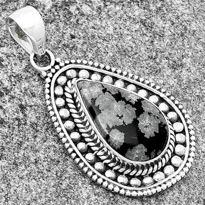 Natural Snow Flake Obsidian Pendant P-1578 SDP132612