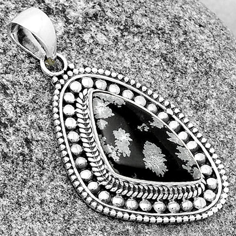 Natural Snow Flake Obsidian Pendant P-1578 SDP132616