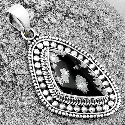 Natural Snow Flake Obsidian Pendant P-1578 SDP132616
