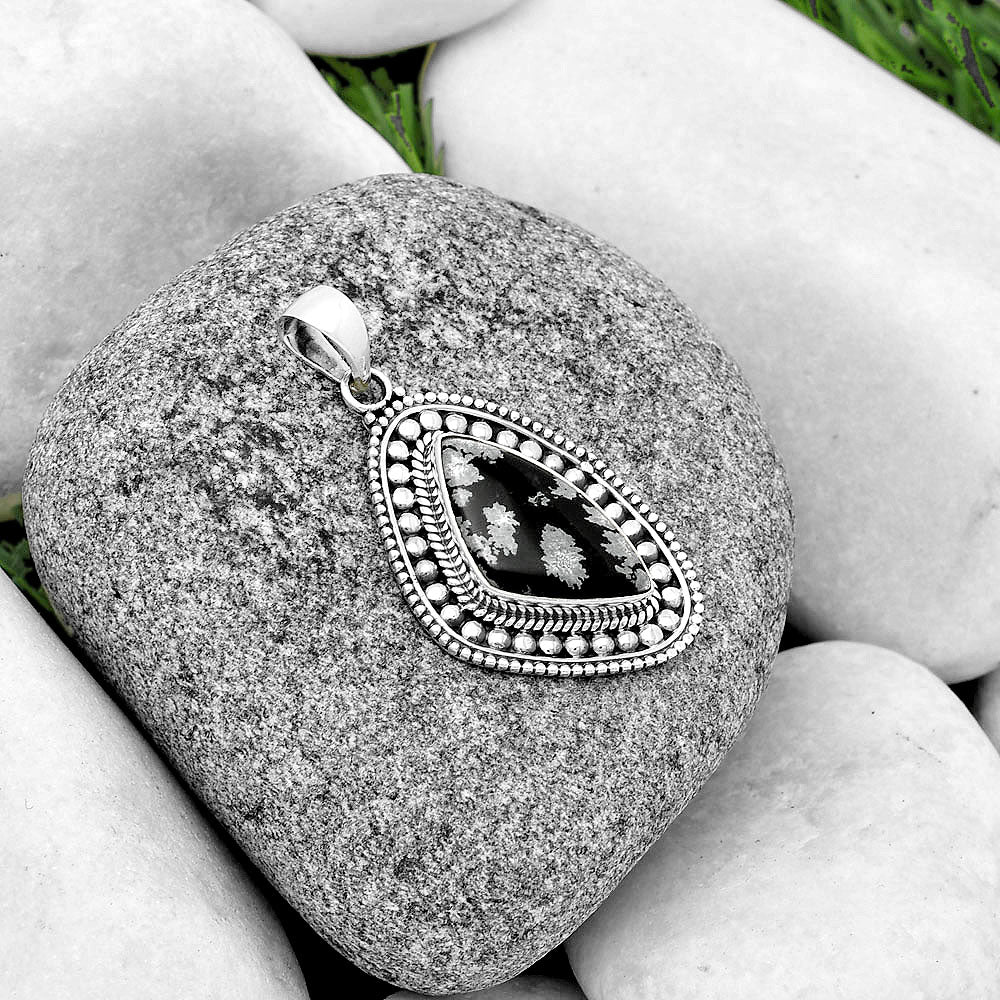 Natural Snow Flake Obsidian Pendant P-1578 SDP132616