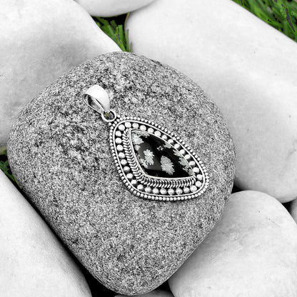Natural Snow Flake Obsidian Pendant P-1578 SDP132616