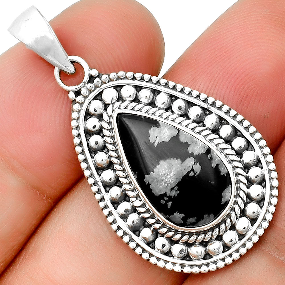 Natural Snow Flake Obsidian Pendant P-1578 SDP132618