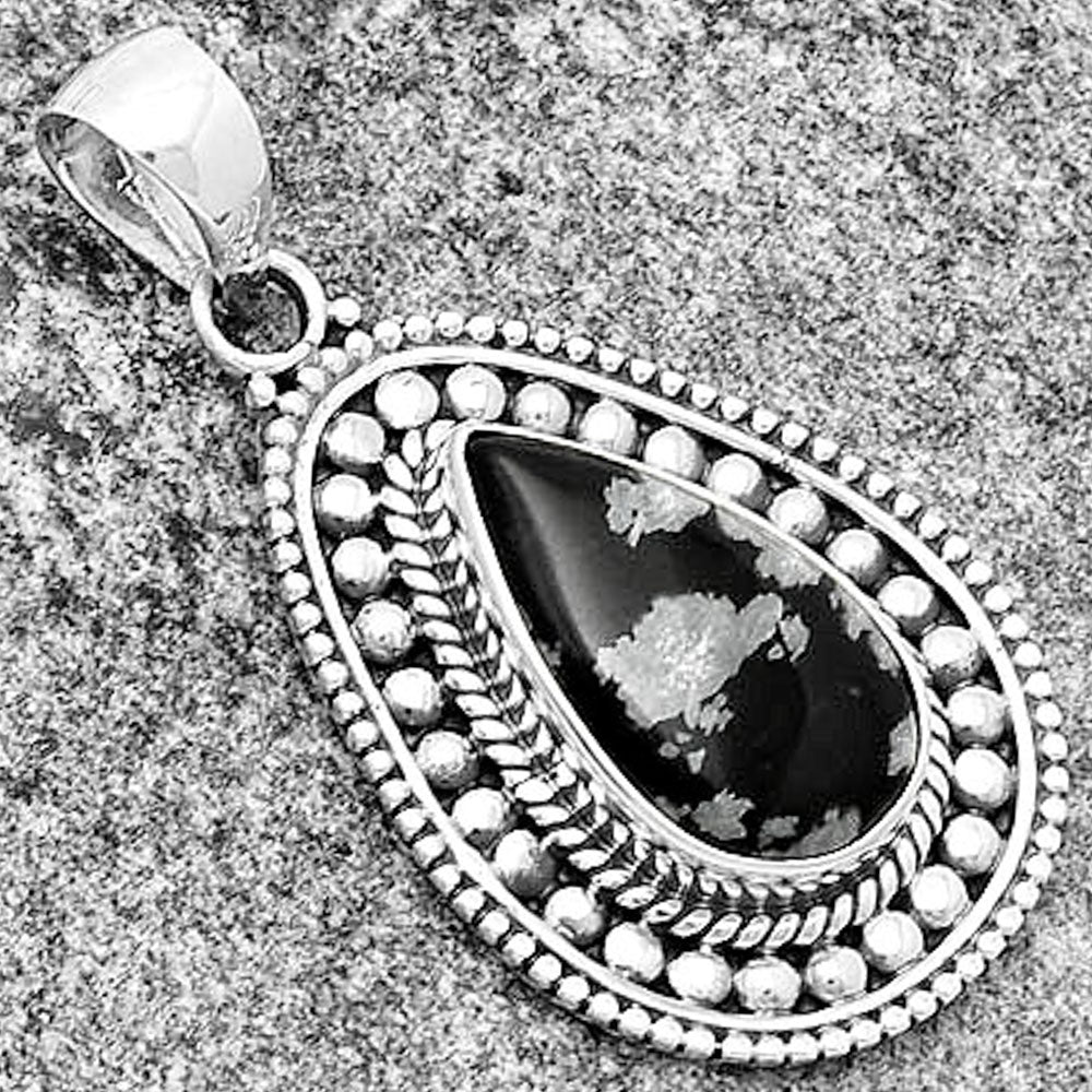 Natural Snow Flake Obsidian Pendant P-1578 SDP132618