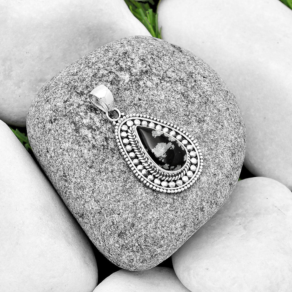 Natural Snow Flake Obsidian Pendant P-1578 SDP132618