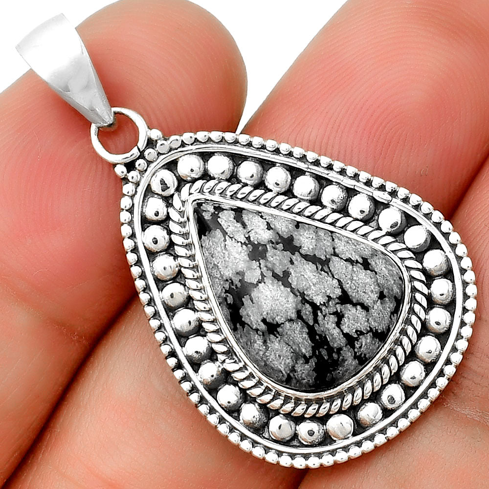 Natural Snow Flake Obsidian Pendant P-1578 SDP132624