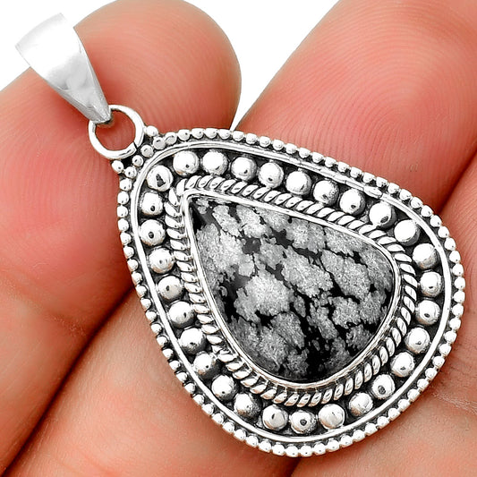 Natural Snow Flake Obsidian Pendant P-1578 SDP132624