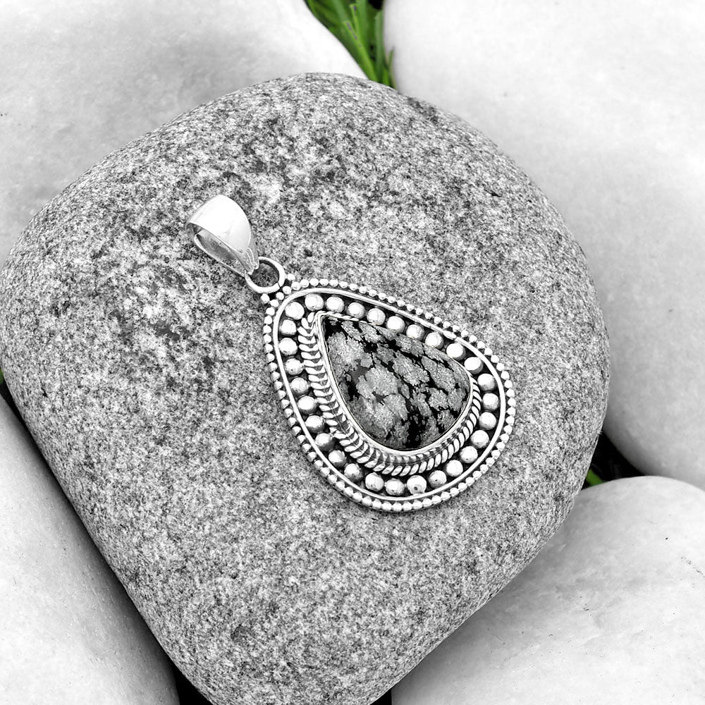 Natural Snow Flake Obsidian Pendant P-1578 SDP132624