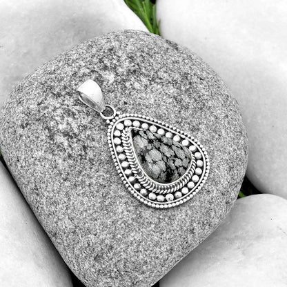 Natural Snow Flake Obsidian Pendant P-1578 SDP132624