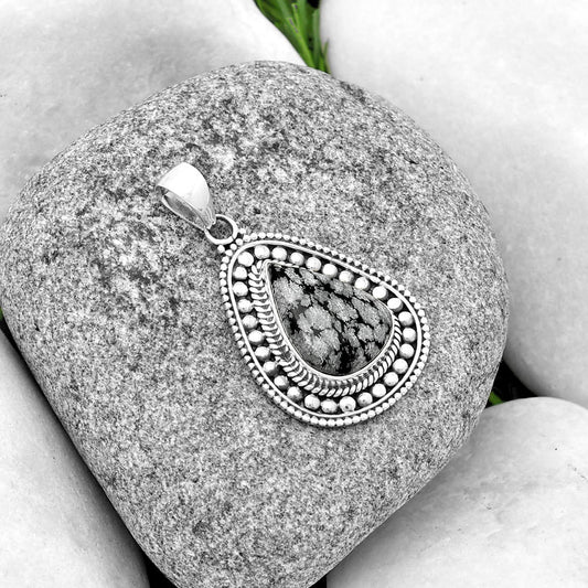 Natural Snow Flake Obsidian Pendant P-1578 SDP132624