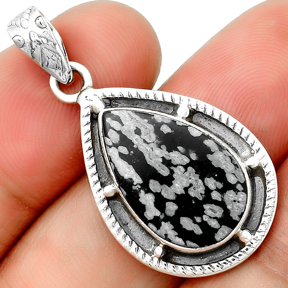 Natural Snow Flake Obsidian Pendant P-1495 SDP132657