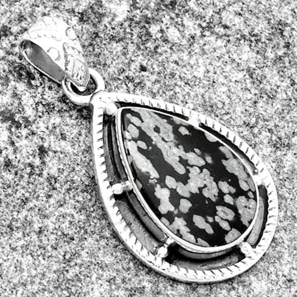 Natural Snow Flake Obsidian Pendant P-1495 SDP132657