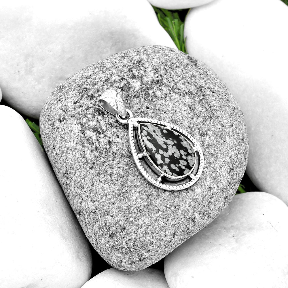 Natural Snow Flake Obsidian Pendant P-1495 SDP132657