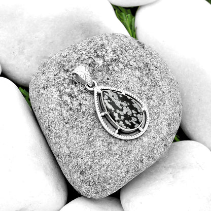 Natural Snow Flake Obsidian Pendant P-1495 SDP132657