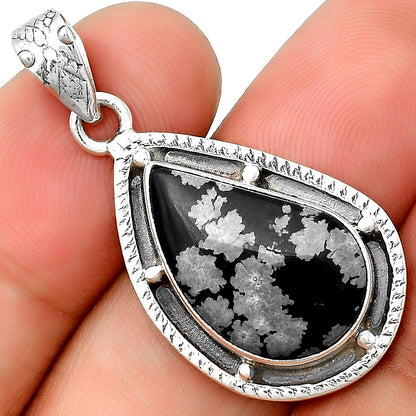 Natural Snow Flake Obsidian Pendant P-1495 SDP132659