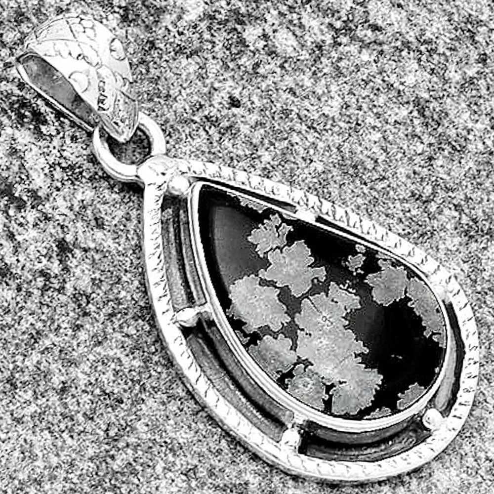 Natural Snow Flake Obsidian Pendant P-1495 SDP132659