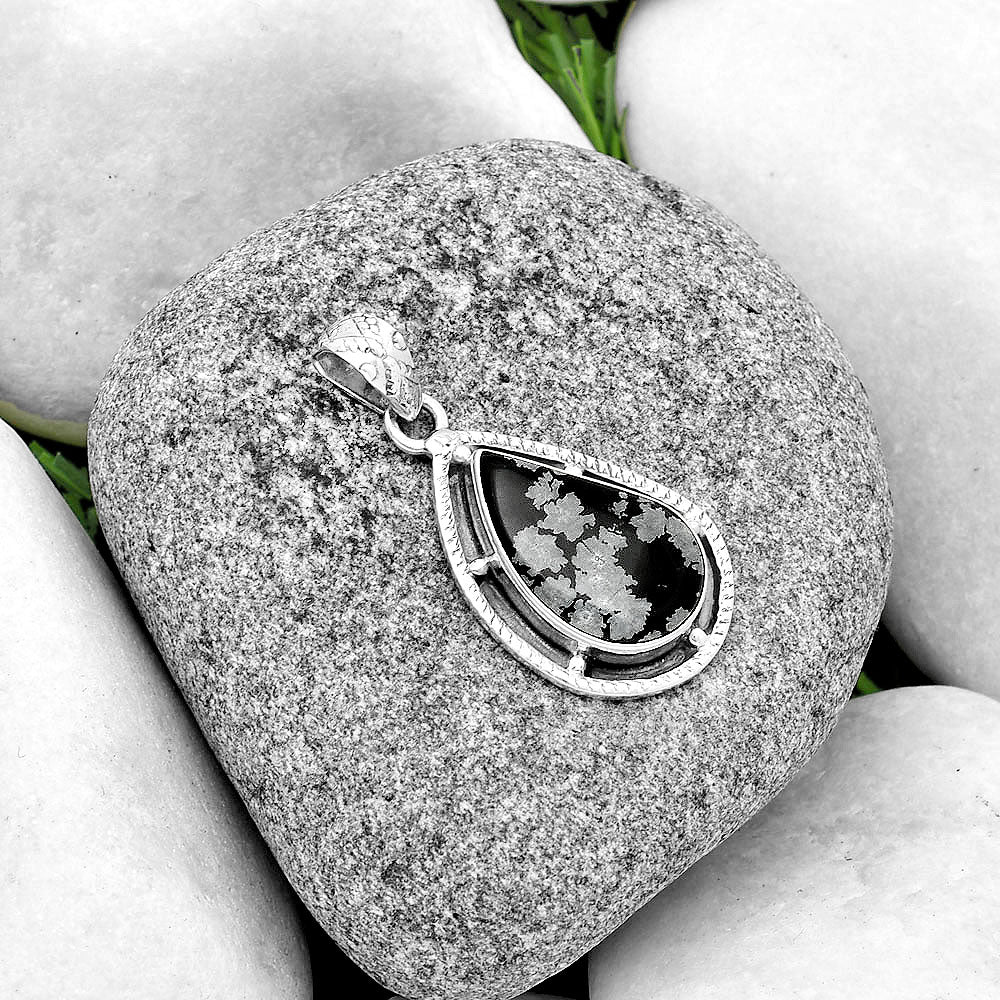Natural Snow Flake Obsidian Pendant P-1495 SDP132659