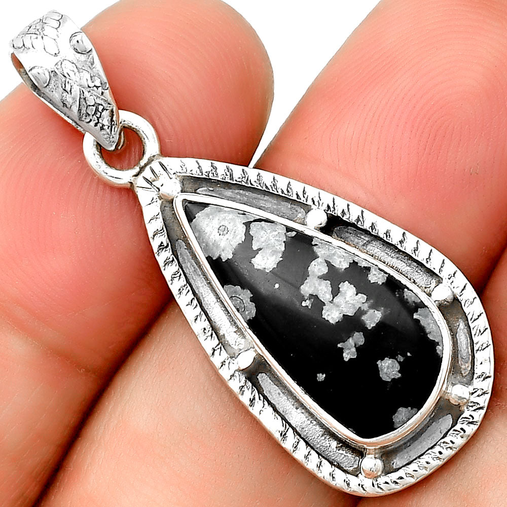 Natural Snow Flake Obsidian Pendant P-1495 SDP132666