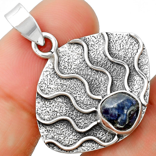 Fire Flame - Blue Sapphire Rough Pendant P-1685 SDP132948