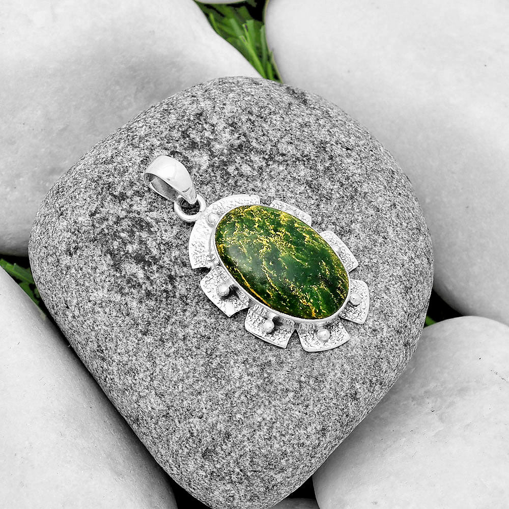 Natural Green Fuchsite Pendant P-1485 SDP133091