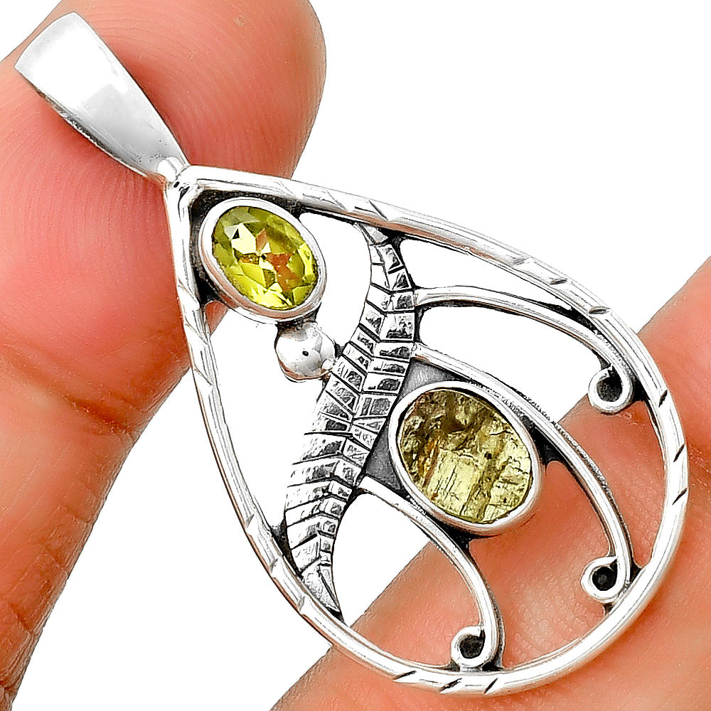 Rare Kornerupine Rough & Peridot Pendant P-1376 SDP133108