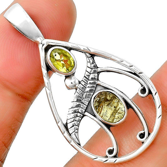Rare Kornerupine Rough & Peridot Pendant P-1376 SDP133108