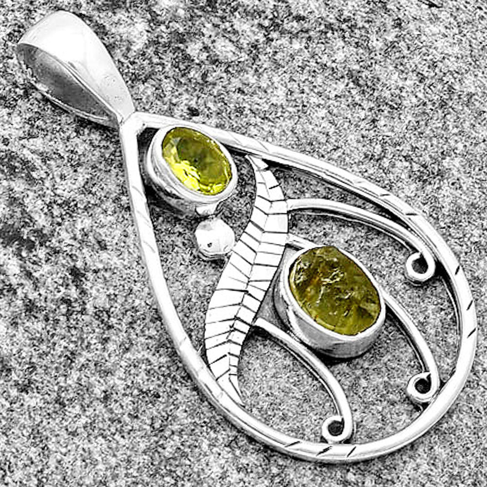 Rare Kornerupine Rough & Peridot Pendant P-1376 SDP133108