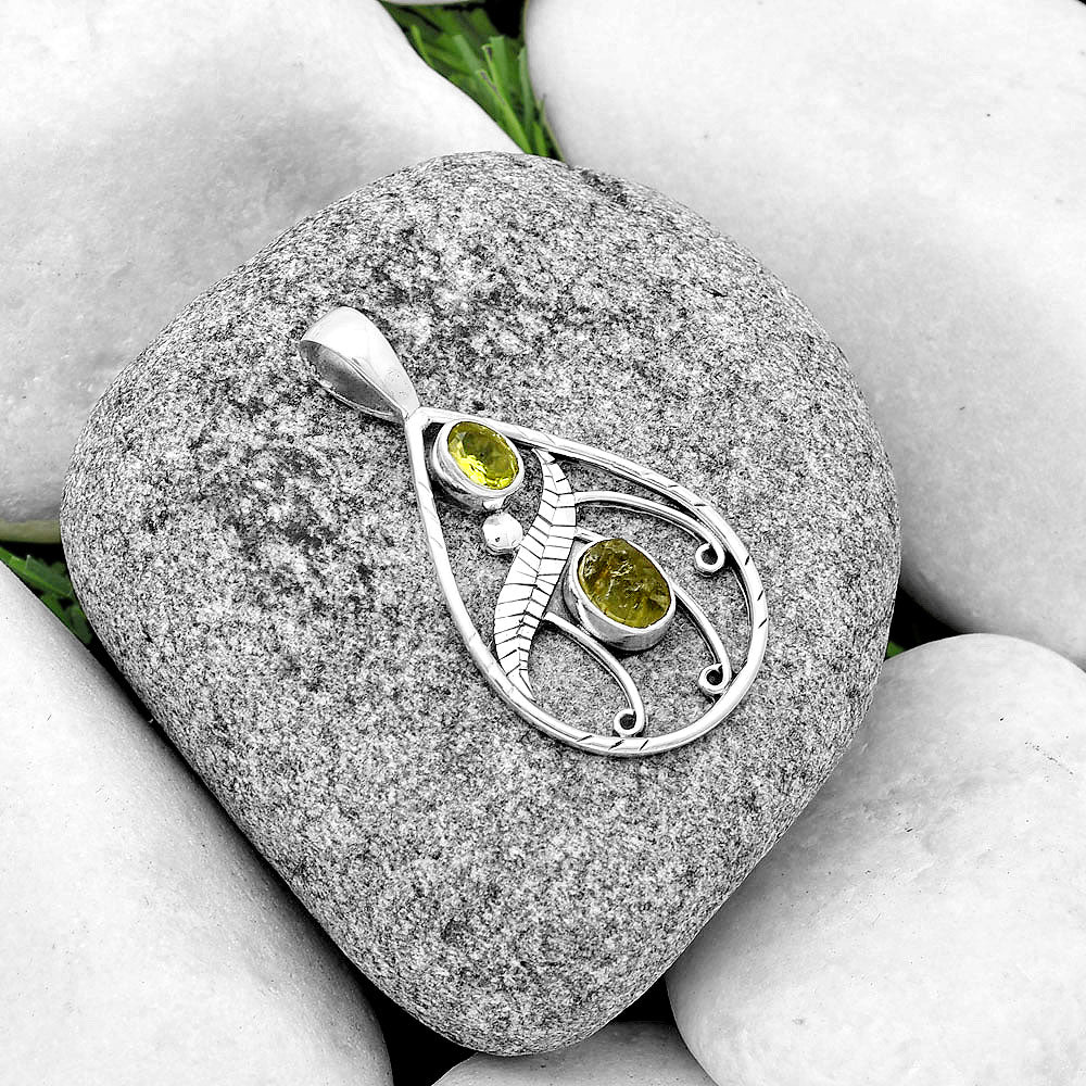 Rare Kornerupine Rough & Peridot Pendant P-1376 SDP133108