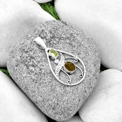 Rare Kornerupine Rough & Peridot Pendant P-1376 SDP133109