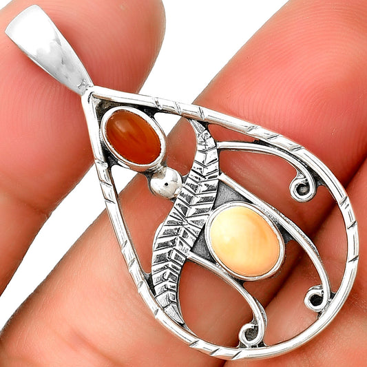 Natural Spiny Oyster Shell & Carnelian Pendant P-1376 SDP133112