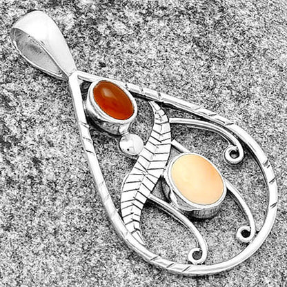 Natural Spiny Oyster Shell & Carnelian Pendant P-1376 SDP133112