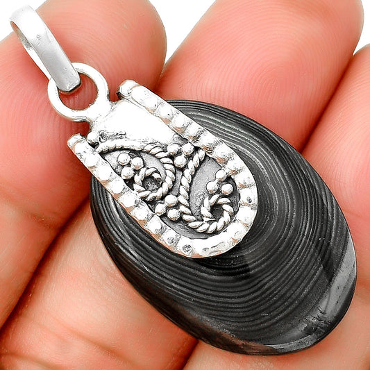 Crown Of Silver Psilomelane - Black Malachite Pendant P-1313 SDP133184