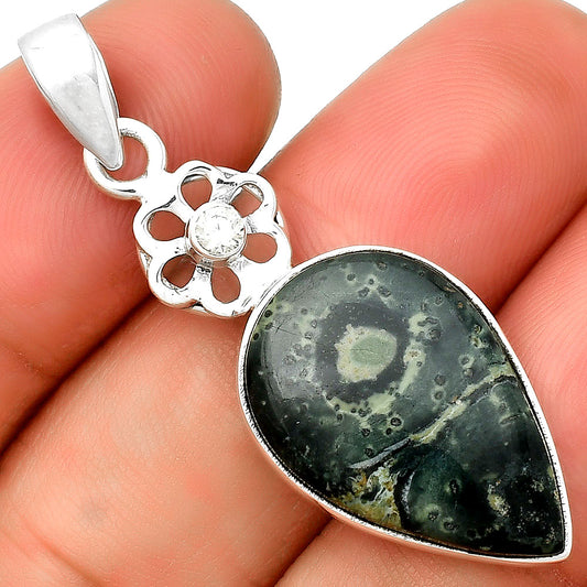 Natural Star Galaxy Jasper & Zircon Pendant P-1634 SDP133203