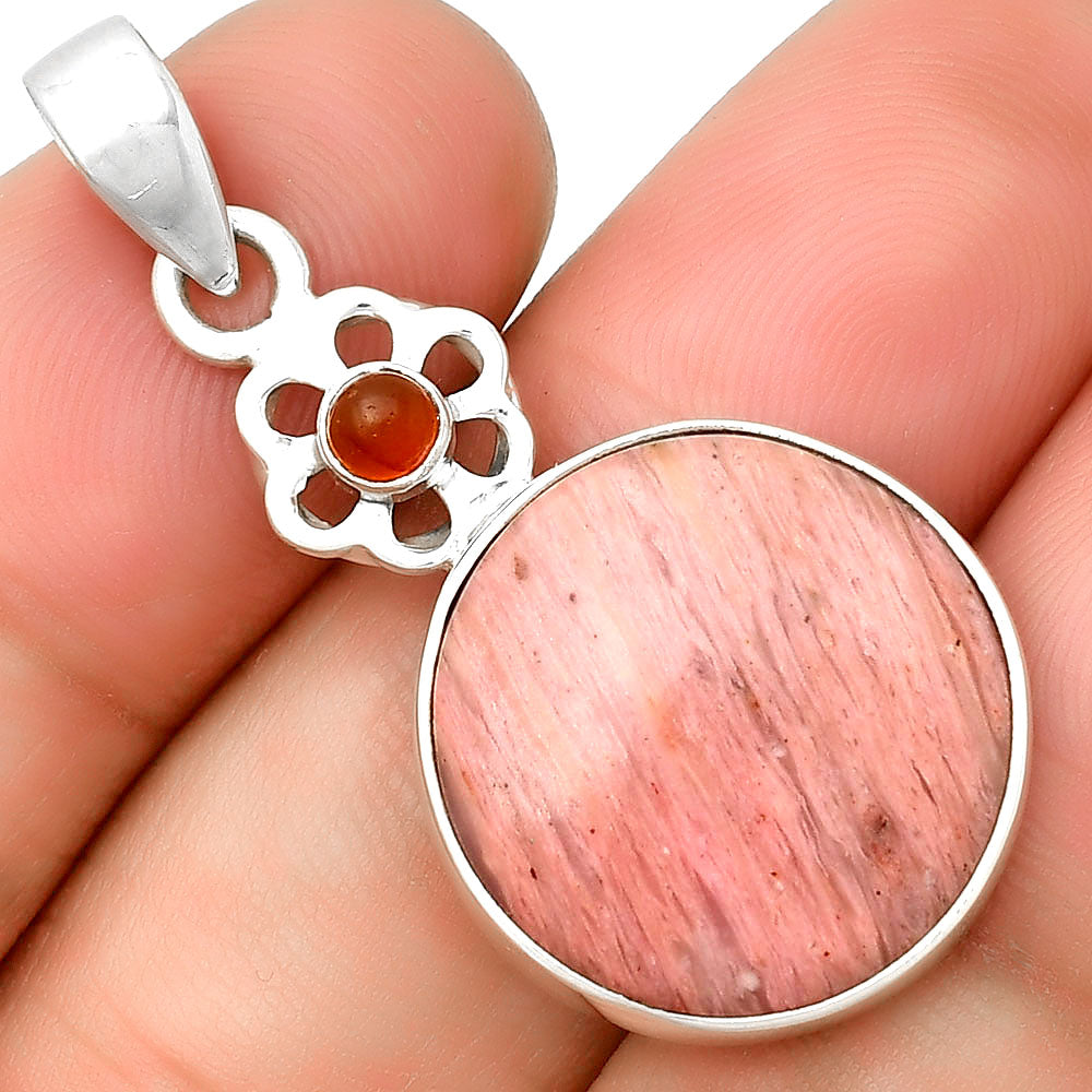 Natural Pink Tulip Quartz & Carnelian Pendant P-1634 SDP133207