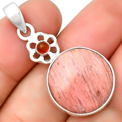 Natural Pink Tulip Quartz & Carnelian Pendant P-1634 SDP133207