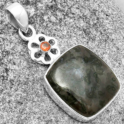 Natural Indigo Gabbro & Garnet Pendant P-1634 SDP133210