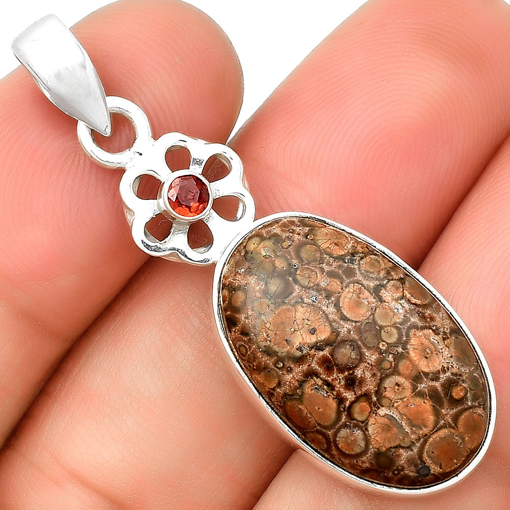 Natural Poppy Jasper & Garnet Pendant P-1634 SDP133211