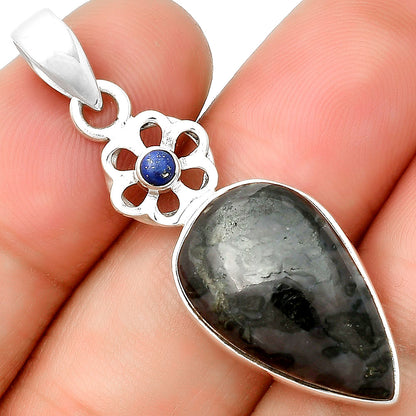 Natural Indigo Gabbro & Lapis Lazuli Pendant P-1634 SDP133212