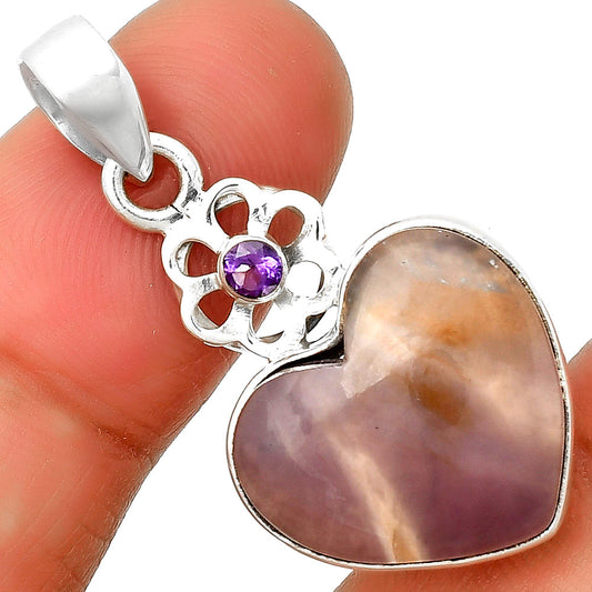 Heart Amethyst Sage Agate & Amethyst Pendant P-1634 SDP133213