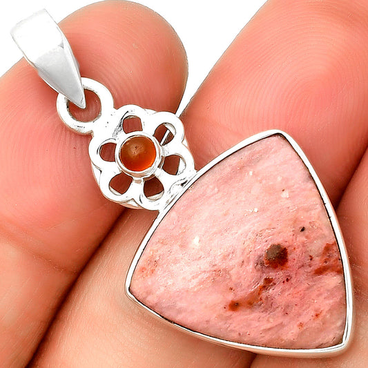 Natural Pink Tulip Quartz & Carnelian Pendant P-1634 SDP133216
