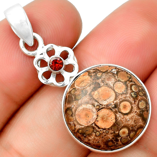 Natural Poppy Jasper & Garnet Pendant P-1634 SDP133217