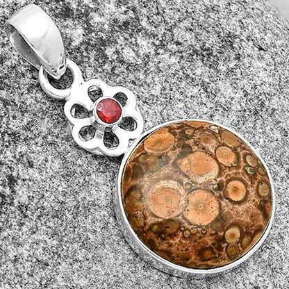 Natural Poppy Jasper & Garnet Pendant P-1634 SDP133217